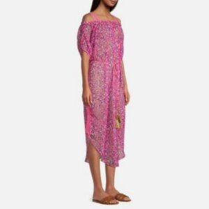 Ramy Brook Zuri Leopard
Sheer Midi Dress Cover Up Cerise Pink